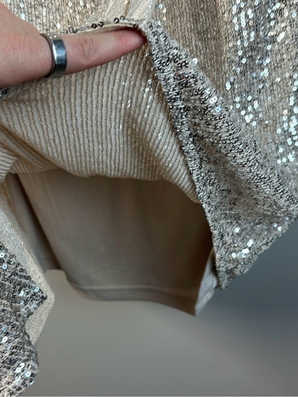City Chic Champagne Sequin Wrap Dress - Picture 8 of 11